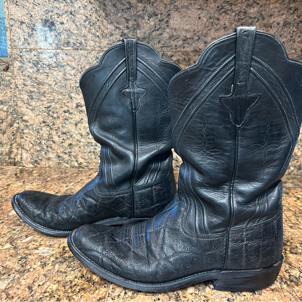 Men's Vintage Black Elephant Cowboy Boots - Picture 7 of 16